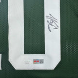 Framed Autographed/Signed Breece Hall 35x39 New York Green Jersey JSA COA