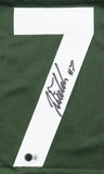 Justin Fields Signed New York Jets Dark Green Jersey (Beckett) Ex-Ohio State Q.B