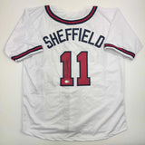 Autographed/Signed Gary Sheffield Atlanta White Baseball Jersey Beckett BAS COA