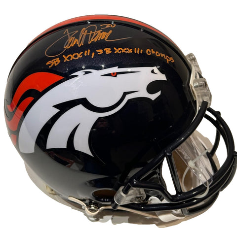 Terrell Davis Autographed/Inscribed "SB XXXII, SB XXXIII Champs Pro Helmet - COA