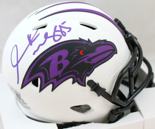 Derrick Mason Autographed Baltimore Ravens Lunar Speed Mini Helmet-Beckett W