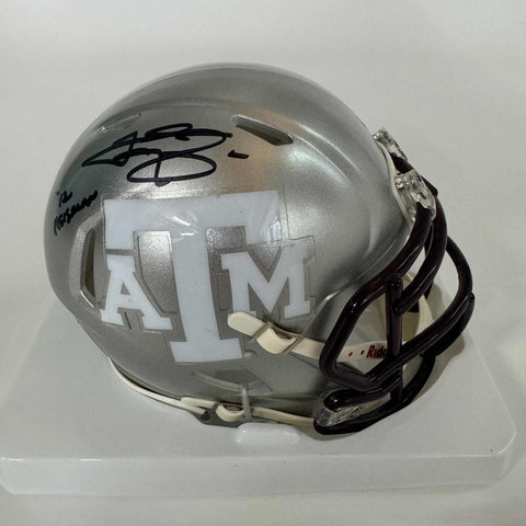 Autographed/Signed Johnny Manziel 12 Heisman Silver Flash Mini Helmet BAS COA