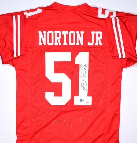 Ken Norton Jr. Autographed Red Jersey- Beckett Hologram *Black