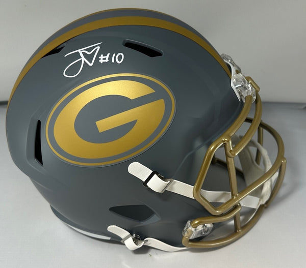 Packers JORDAN LOVE Signed Full Size Replica Speed SLATE Helmet AUTO - BAS