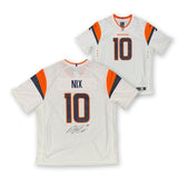 Bo Nix Autographed Denver Broncos Nike Game White Football Jersey Beckett COA