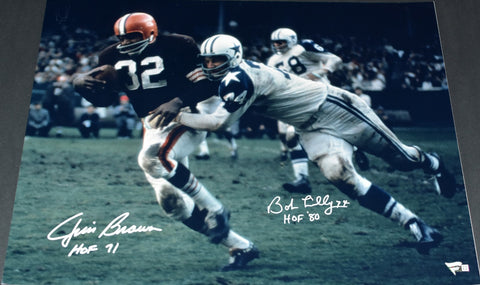 JIM BROWN BOB LILLY SIGNED CLEVELAND BROWNS DALLAS COWBOYS 16x20 PHOTO FANATICS