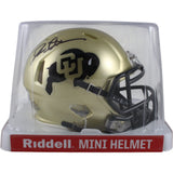Deion Sanders Autographed Colorado Buffaloes Gold Mini Helmet Beckett 49655
