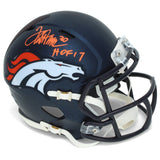Terrell Davis Autographed/Inscribed "HOF 17" Broncos Speed Mini Helmet Radtke