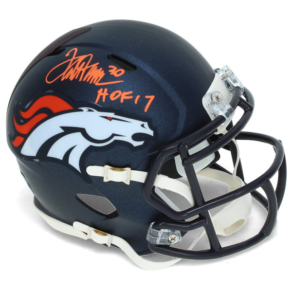 Terrell Davis Autographed/Inscribed "HOF 17" Broncos Speed Mini Helmet Radtke