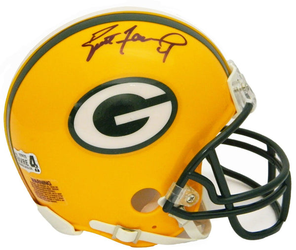 BRETT FAVRE Signed Green Bay Packers Riddell Mini Helmet - FAVRE HOLO/Schwartz