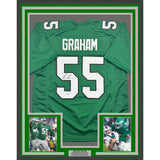 Framed Autographed/Signed Brandon Graham 35x39 Kelly Green Jersey JSA COA
