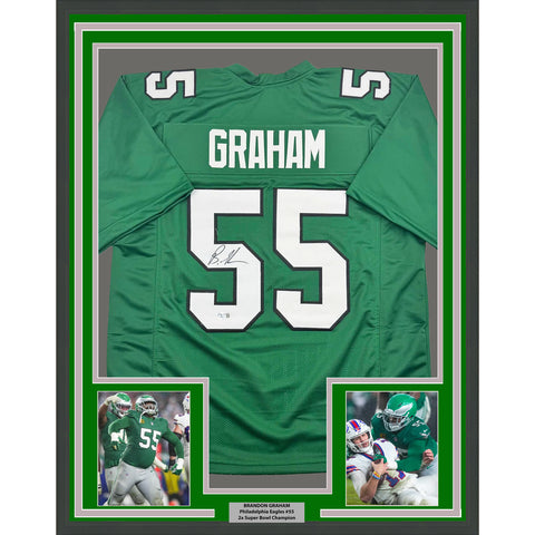Brandon Graham Autographed Eagles Kelly Green Jersey - JSA Certified, Size XL