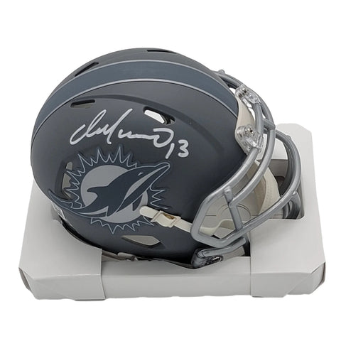 Dan Marino Autographed Miami Dolphins Slate Mini Helmet Beckett Witnessed