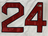 Manny Ramirez Boston Signed White Baseball Jersey Reverse The Curse BAS