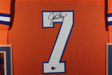 John Elway Autographed/Signed Pro Style Framed Orange XL Jersey Beckett 40132