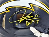 LADAINIAN TOMLINSON AUTOGRAPHED CHARGERS FULL SIZE AUTH HELMET HOF 17 BECKETT