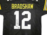 STEELERS TERRY BRADSHAW AUTOGRAPHED SIGNED BLACK JERSEY BECKETT WITNESS 239865