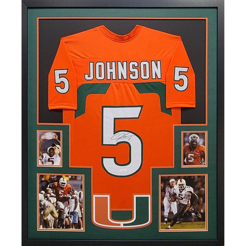 Andre Johnson Autographed Signed Framed Miami Hurricanes Jersey JSA
