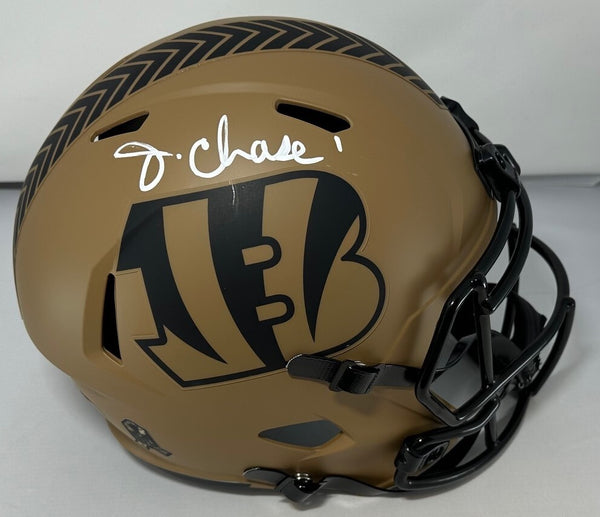 Bengals JA'MARR CHASE Signed Full Size Replica 23 SALUTE Speed Helmet AUTO - BAS