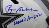 Roger Staubach HOF Autographed/Inscr Full Size Lunar Replica Helmet Cowboys BAS