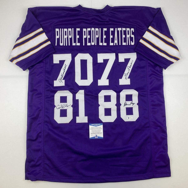 Autographed/Signed Purple People Eaters Minnesota Purple Jersey Beckett BAS COA