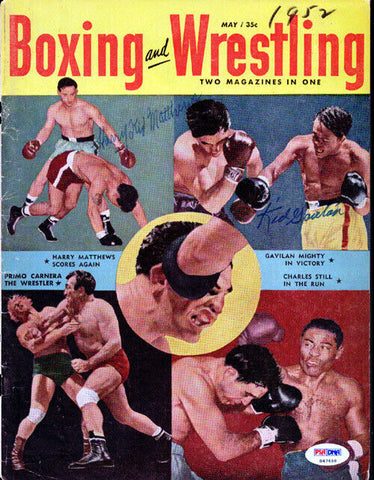 Kid Gavilan & Harry Matthews Autographed Signed Boxing & Wrestling PSA S47658