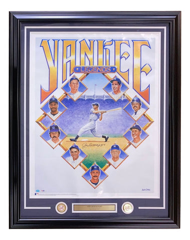 Joe DiMaggio Signed Framed 24x32 New York Yankees Poster PSA LOA