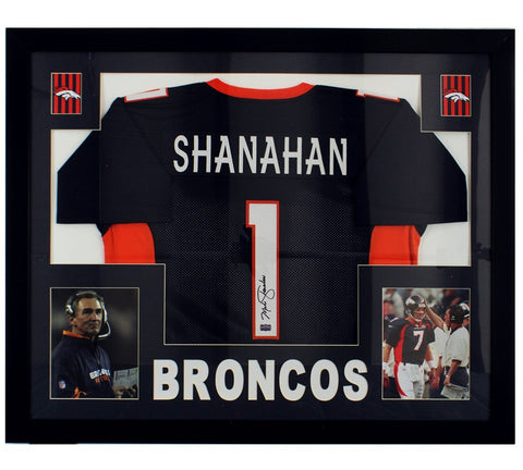 Mike Shanahan Signed Denver Broncos Framed Blue NFL Jersey