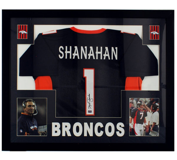 Mike Shanahan Signed Denver Broncos Framed Blue NFL Jersey