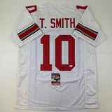Autographed/Signed Troy Smith Heisman 06 Ohio State White College Jersey JSA COA