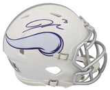 Vikings Jordan Addison Signed On-Field Alt 2024 Speed Mini Helmet BAS Witnessed