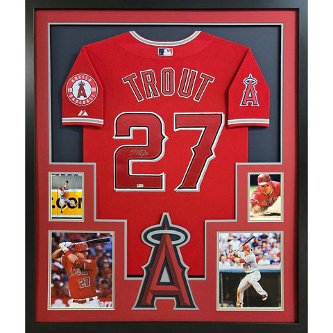 Mike Trout Autographed Signed Framed Red Los Angeles Angels Jersey MLB COA