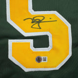 Autographed/Signed Mark McGwire Oakland Green Jersey Beckett BAS COA