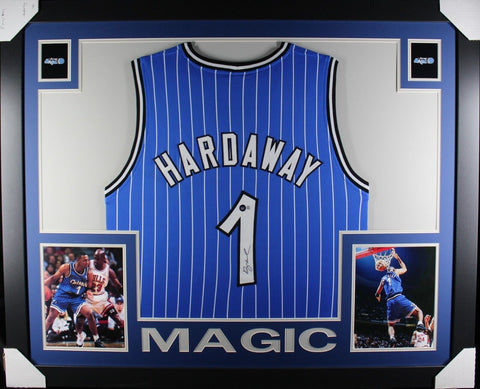 PENNY HARDAWAY (Magic blue SKYLINE) Signed Autographed Framed Jersey Beckett