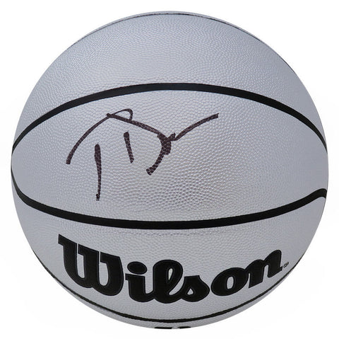 Joe Dumars (PISTONS) Signed Silver Wilson Full Size NBA Basketball -SCHWARTZ COA