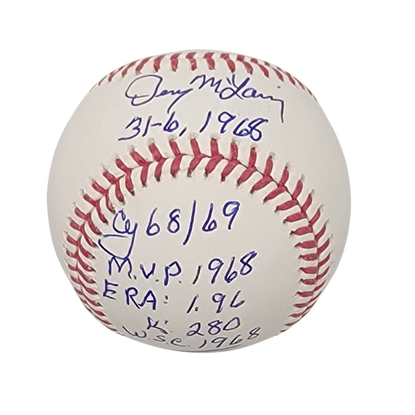 Denny McLain Autographed Detroit Tigers OMLB Baseball W/ Inscriptions Beckett
