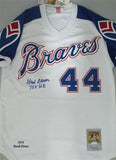 HANK AARON Signed Official 1974 Mitchell & Ness Jersey w/ "755 HR" AUTO - JSA