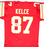 Travis Kelce Autographed Red Pro Style Jersey- Beckett W Hologram *Black
