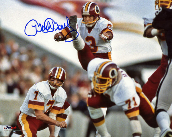 Mark Moseley Signed Washington White Jersey Kicking Action 8x10 Photo - (SS COA)