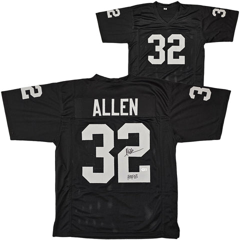 RAIDERS MARCUS ALLEN AUTOGRAPHED BLACK JERSEY "HOF 03" BECKETT WITNESS 215672