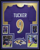 FRAMED BALTIMORE RAVENS JUSTIN TUCKER AUTOGRAPHED SIGNED JERSEY JSA COA