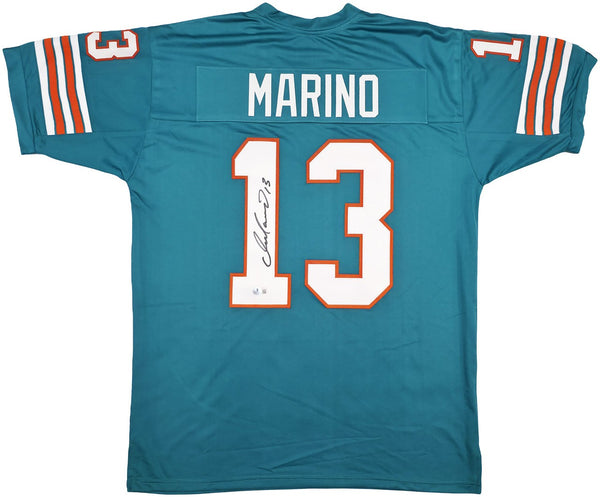 MIAMI DOLPHINS DAN MARINO AUTOGRAPHED TEAL JERSEY BECKETT BAS QR STOCK #239889