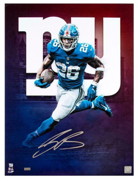 Saquon Barkley Autographed Giants "NY" 18 x 24 Photograph Panini LE 126