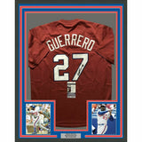 FRAMED Autographed/Signed VLADIMIR VLAD GUERRERO 33x42 Red Jersey JSA COA Auto