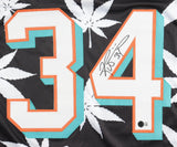 Ricky Williams Signed Miami Dolphins Custom Weed Print Jersey (Beckett) R.B.