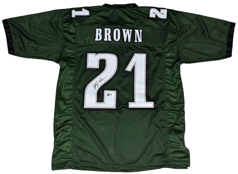 SYDNEY BROWN SIGNED AUTOGRAPHED PHILADELPHIA EAGLES #21 GREEN JERSEY BECKETT