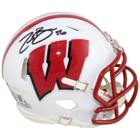 Zack Baun Autographed/Signed Wisconsin Badgers Mini Helmet Beckett Witness 52885