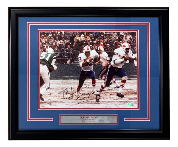 OJ Simpson Signed Framed 11x14 Buffalo Bills Photo LE/250 BAS