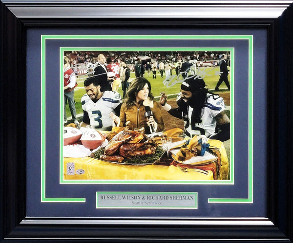 Russell Wilson & Richard Sherman Autographed Framed 11x14 Photo Seahawks