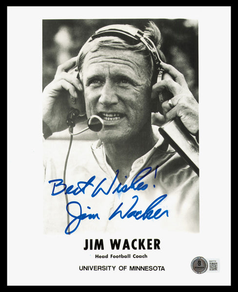 Jim Wacker Autographed 8x10 Photo Minnesota (Smudged) Beckett BM37776
